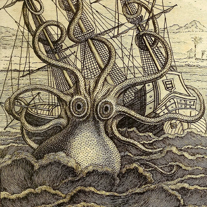 Steampunk Kraken wall art