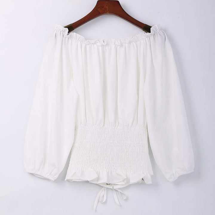 Steampunk shoulder-off blouse