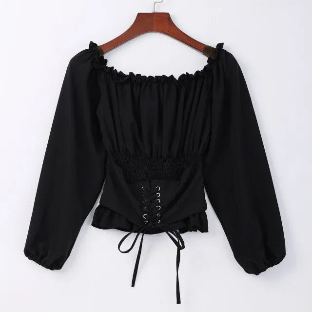 Steampunk shoulder-off blouse