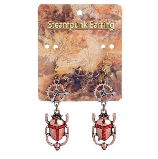 Steampunk colored beetle earrings