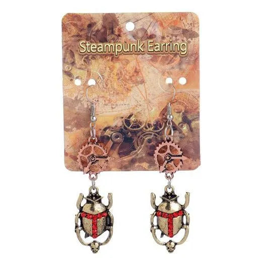 Steampunk colored beetle earrings