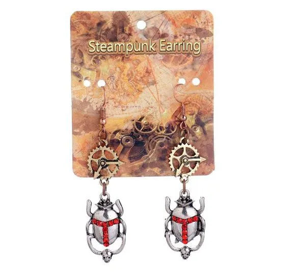 Steampunk colored beetle earrings
