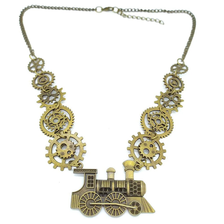 steampunk train necklace