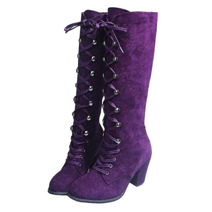 purple steampunk boots womens fashion