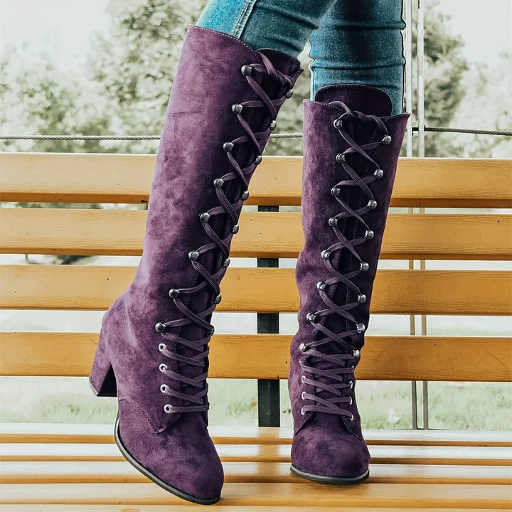 purple boots for women