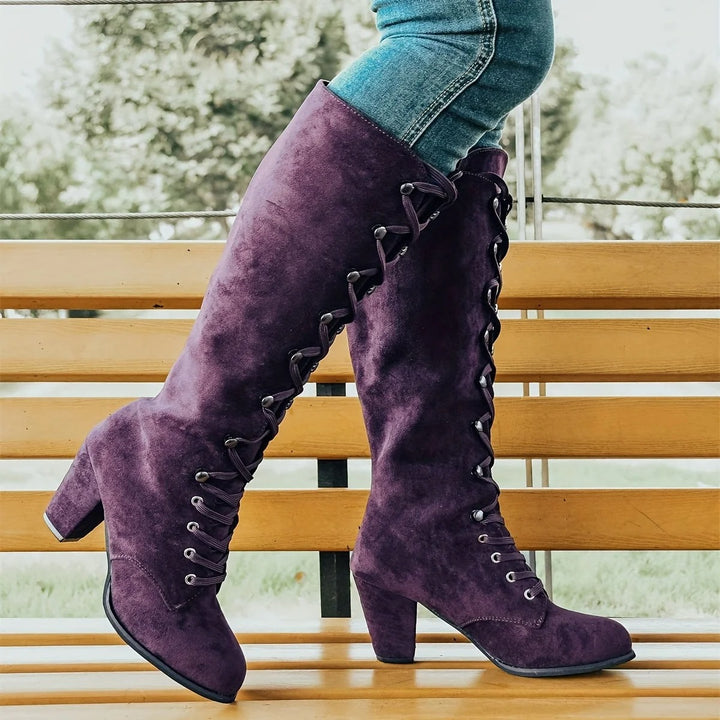 purple steampunk boots with heels