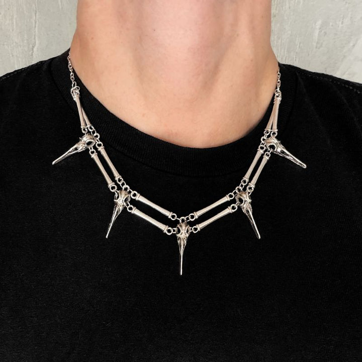 Steampunk birds skulls necklace