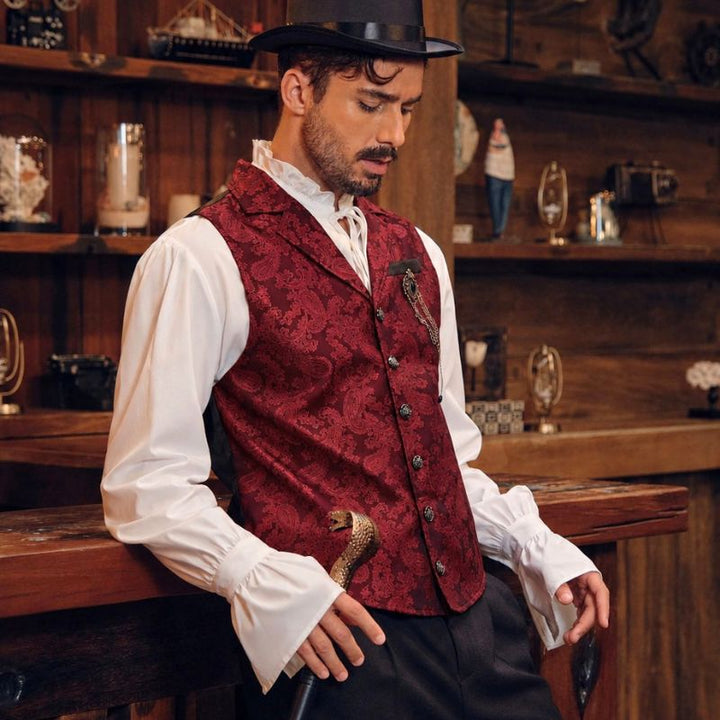 Steampunk vest with silk pattern