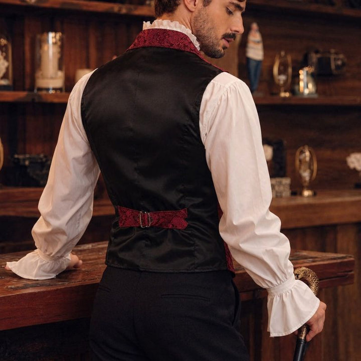 Steampunk vest with silk pattern
