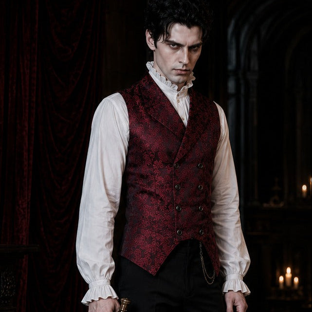 Steampunk vest with silk pattern