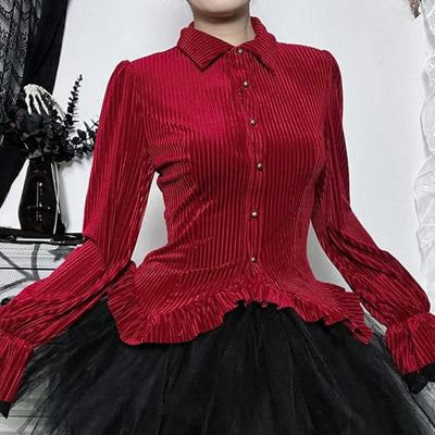 red velvet steampunk shirt for women