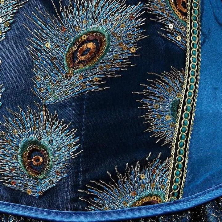royal blue steampunk corset detail