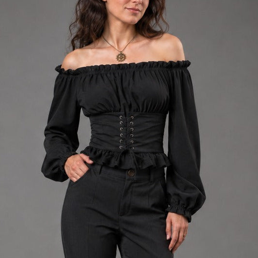 Steampunk shoulder-off blouse