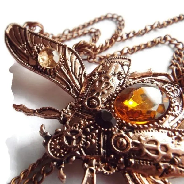 Steampunk beetle necklace