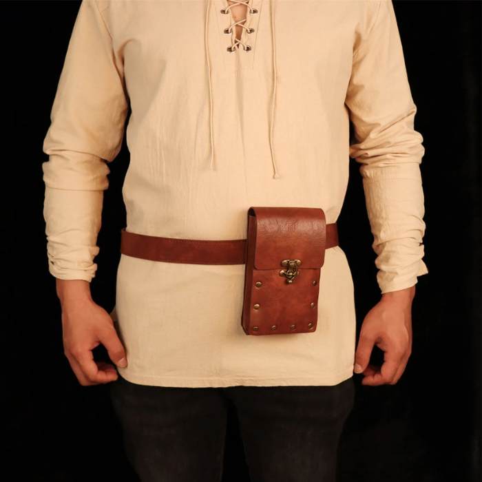 man wearing a steampunk bag with a belt