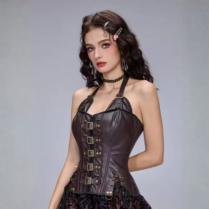 Leather and Straps Steampunk corset