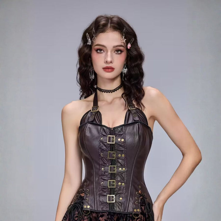 Leather and Straps Steampunk corset