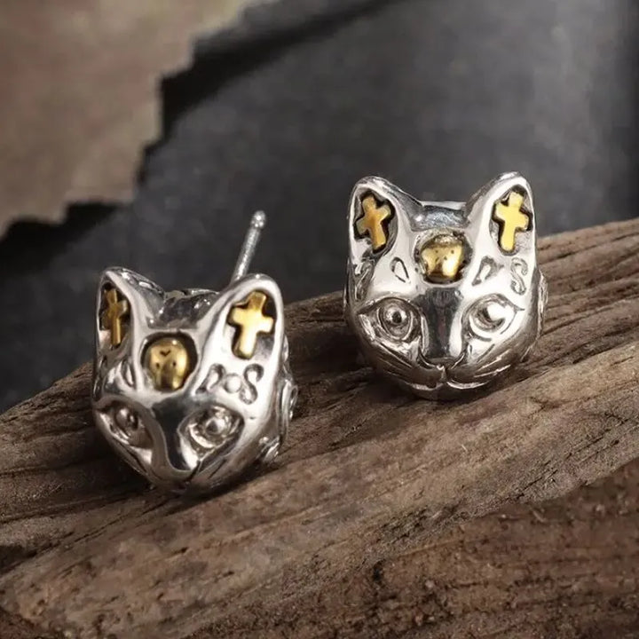 Steampunk cats earrings