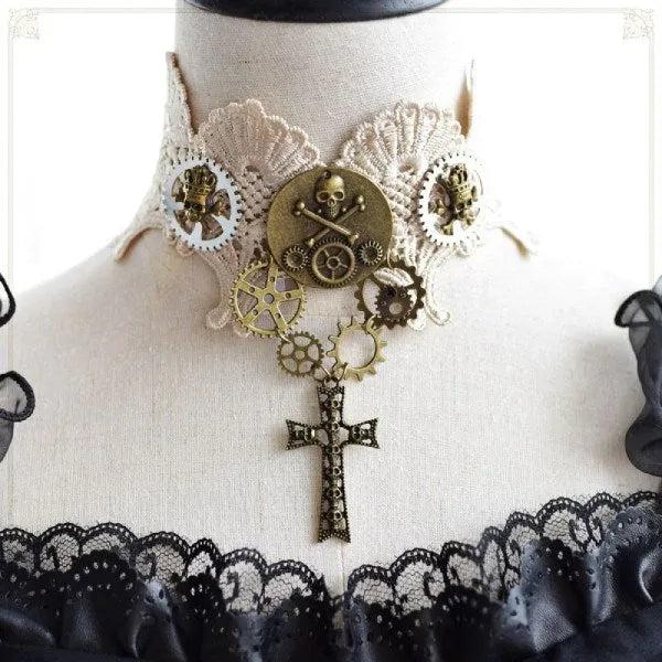 steampunk choker with cross