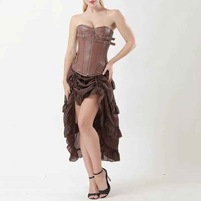steampunk dress in brown color