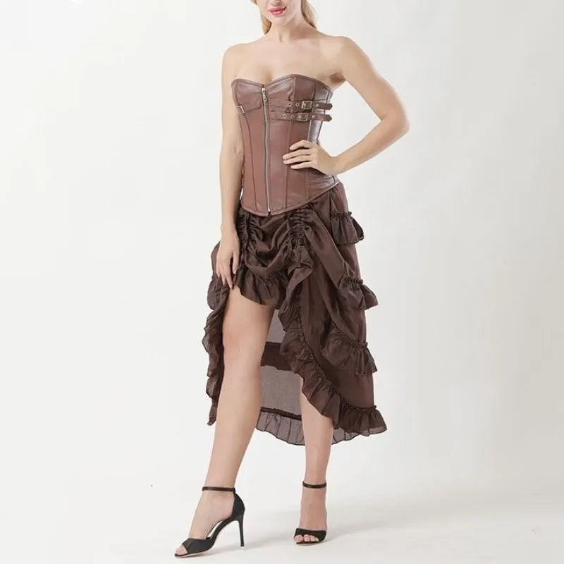 brown steampunk dress