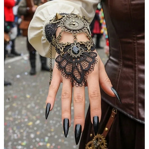 Gothic Steampunk back hand glove