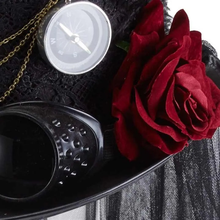 steampunk hat with a rose