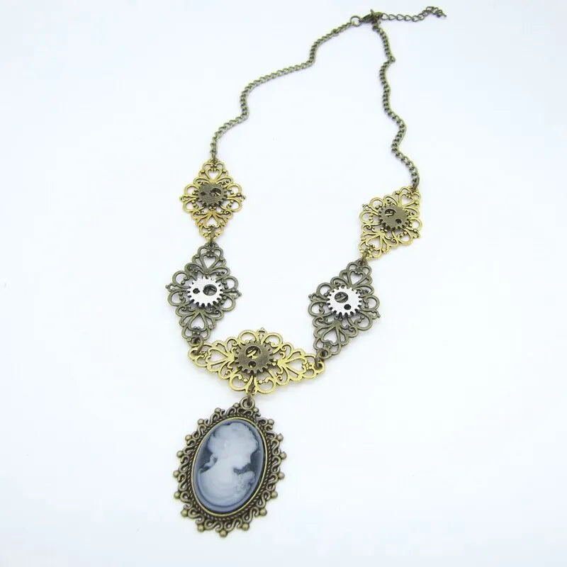 steampunk lace metal necklace