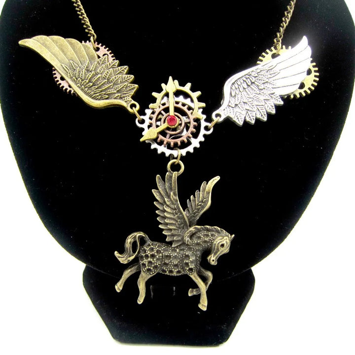 steampunk pegasus necklace wear
