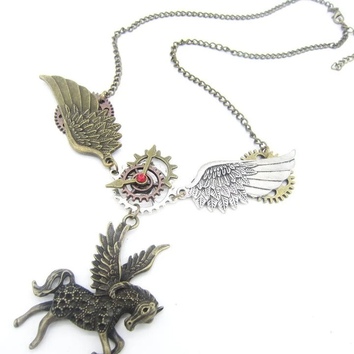 steampunk pegasus necklace with chain