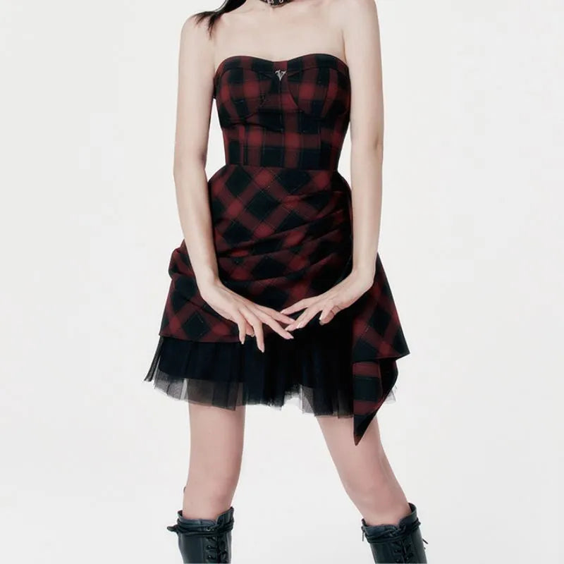 Red Tartan Steampunk dress