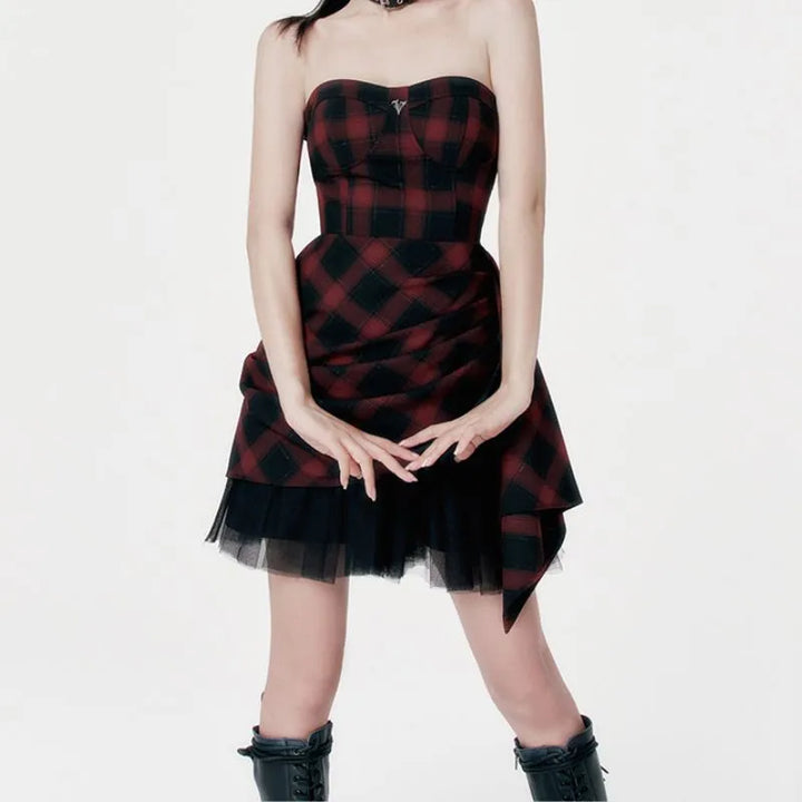 Red Tartan Steampunk dress