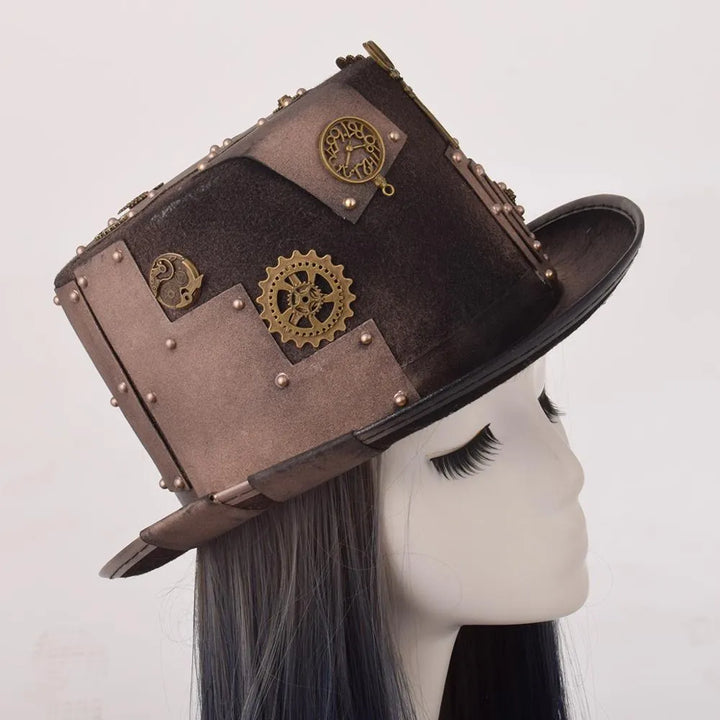 steampunk themed hat profile