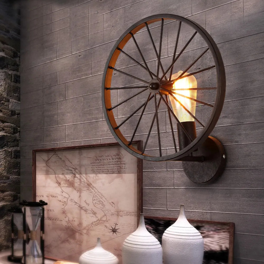 steampunk lamp in a wheel shape