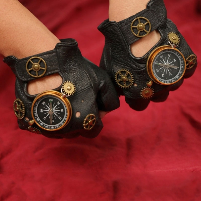 Steampunk compass gloves