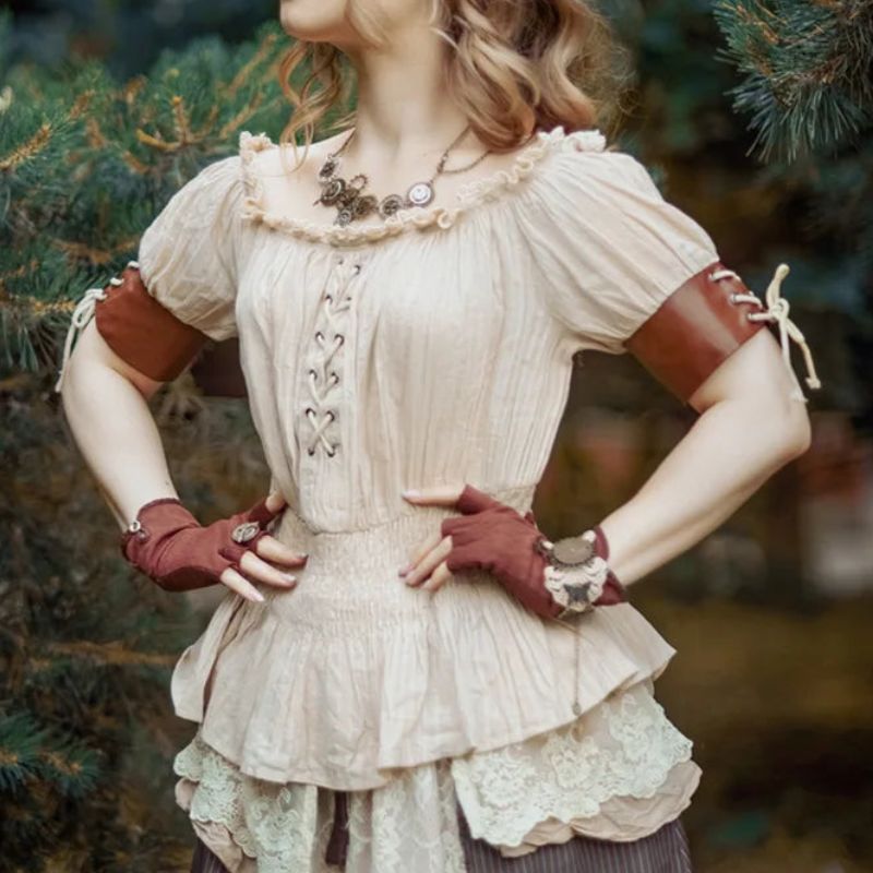 Steampunk bare shoulders shirt