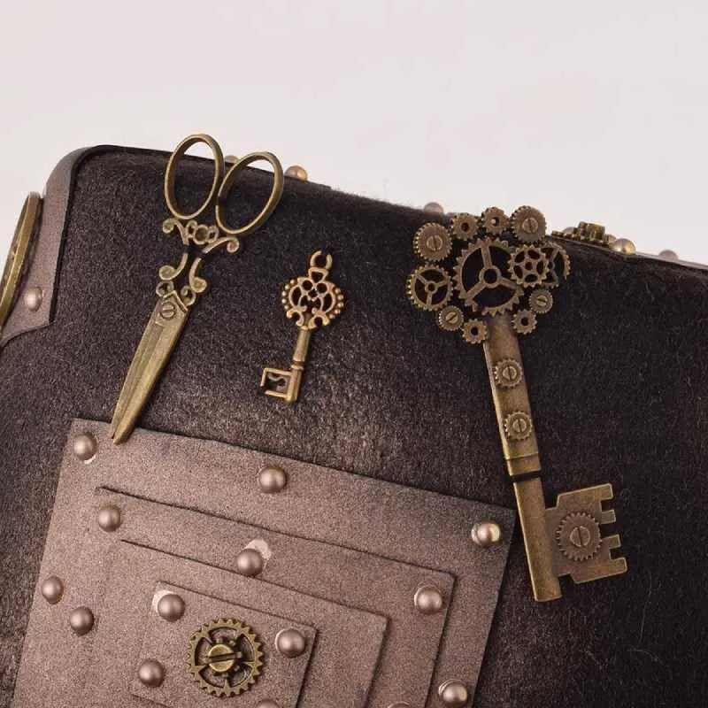 themed steampunk hat key detail