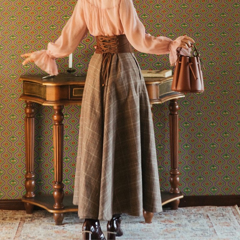 Vichy Steampunk skirt