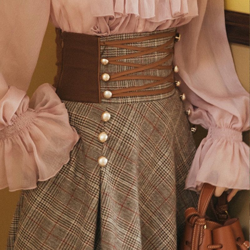 Vichy Steampunk skirt