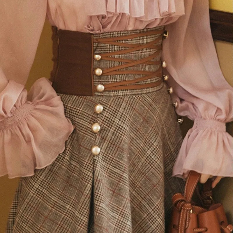 Vichy Steampunk skirt