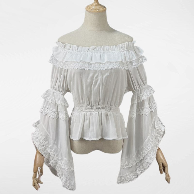 Steampunk chiffon ruffles shirt