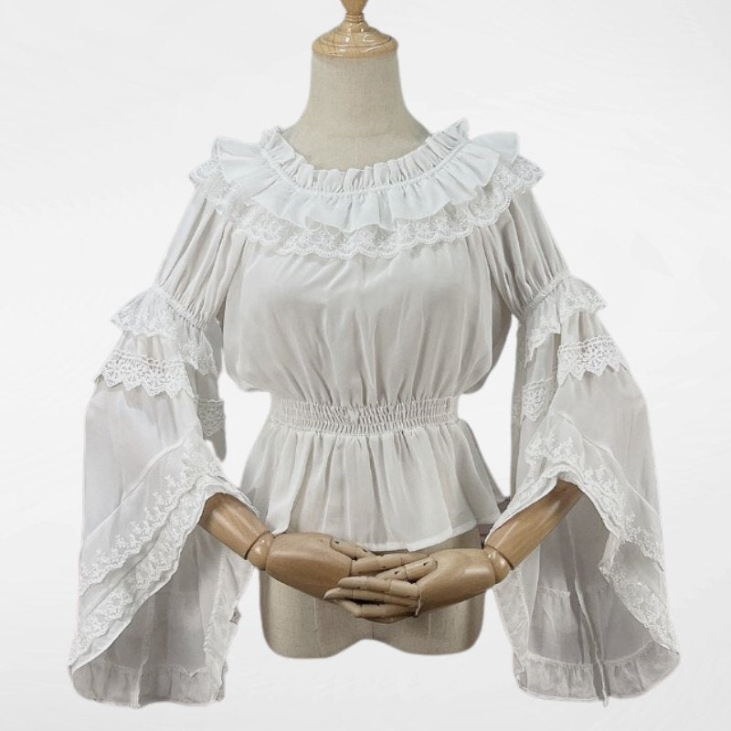 Steampunk chiffon ruffles shirt