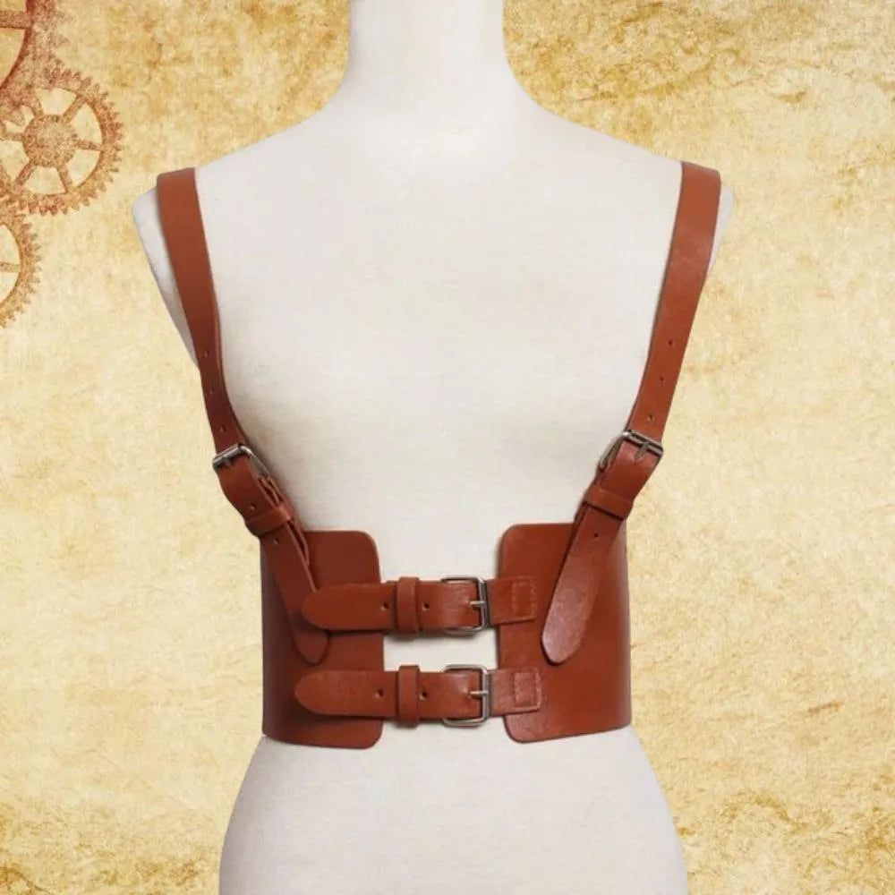 Cintura Donna Steampunk In Ecopelle Nera – Dettagli Laterali, Fianchi, Taglia XS/S - Foto 2