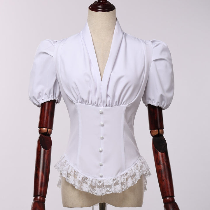 Steampunk short puff sleeve shirt