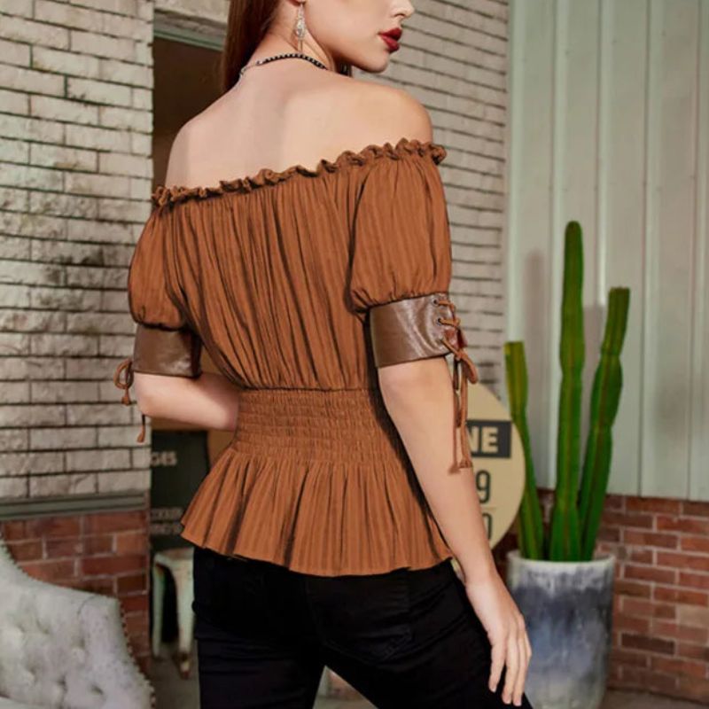 Steampunk bare shoulders shirt