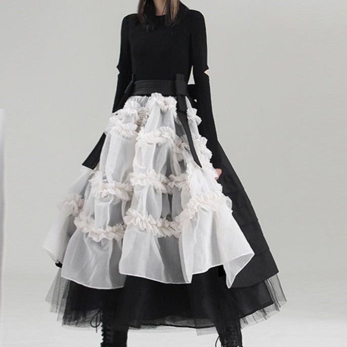 Black and white Steampunk skirt