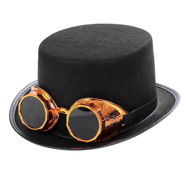 hats with goggles Steampunk top hat with goggles