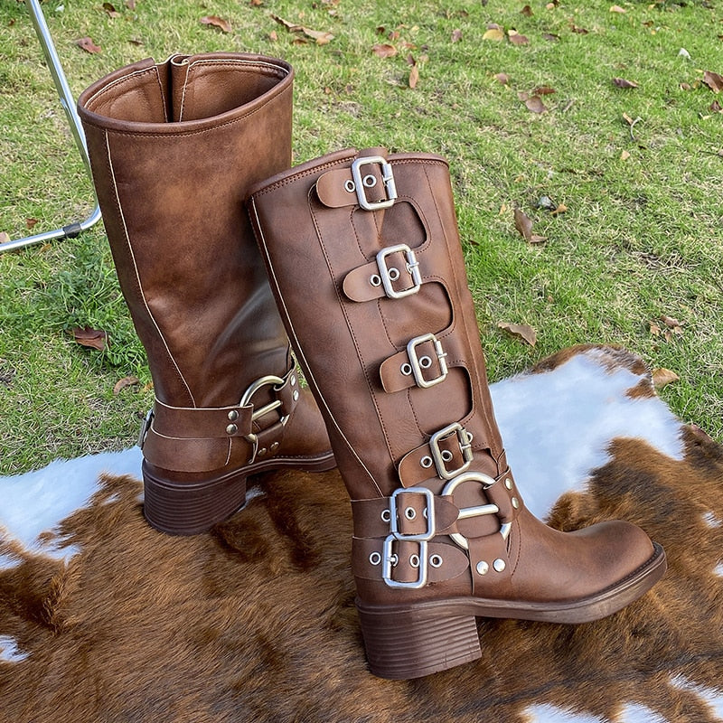 Brown steampunk boots