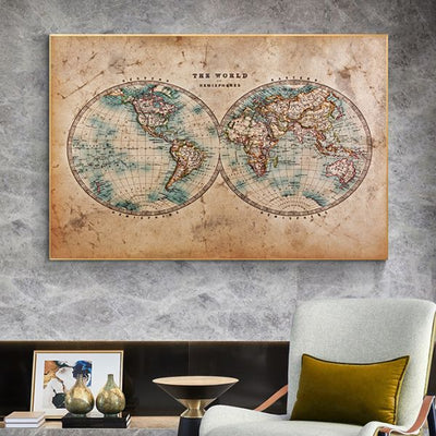 antique world map design