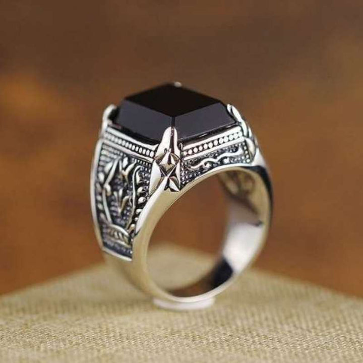 Onyx Steampunk ring